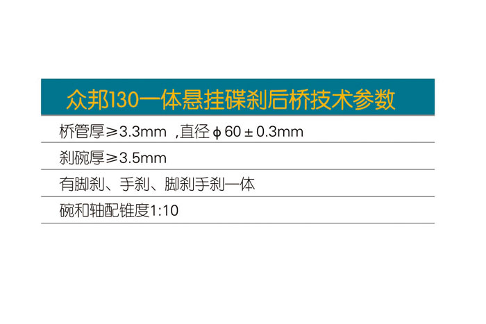 眾邦130一體懸掛碟剎后橋C